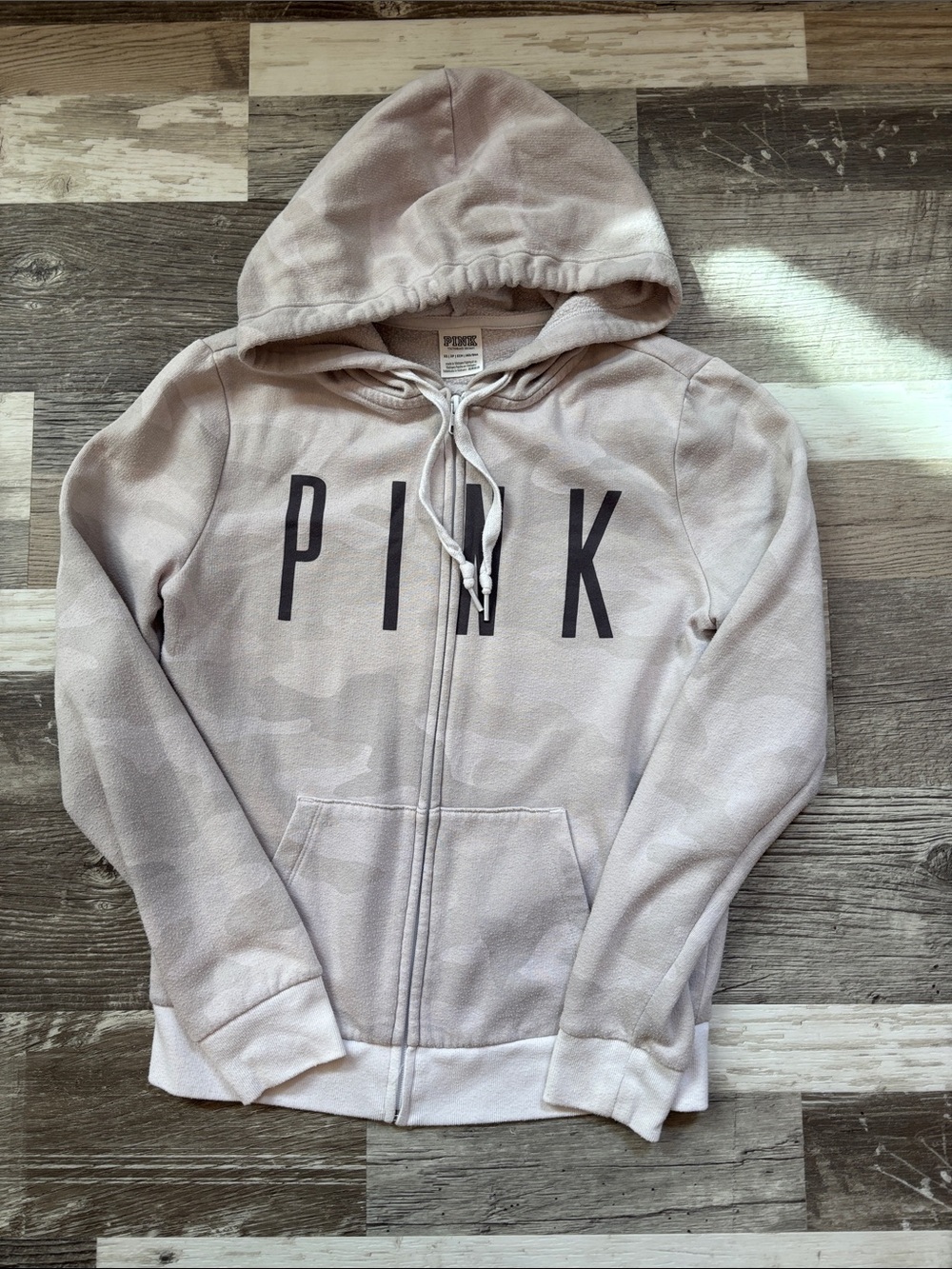PINK Victoria's Secret Light Pink Camo Zip Hoodie